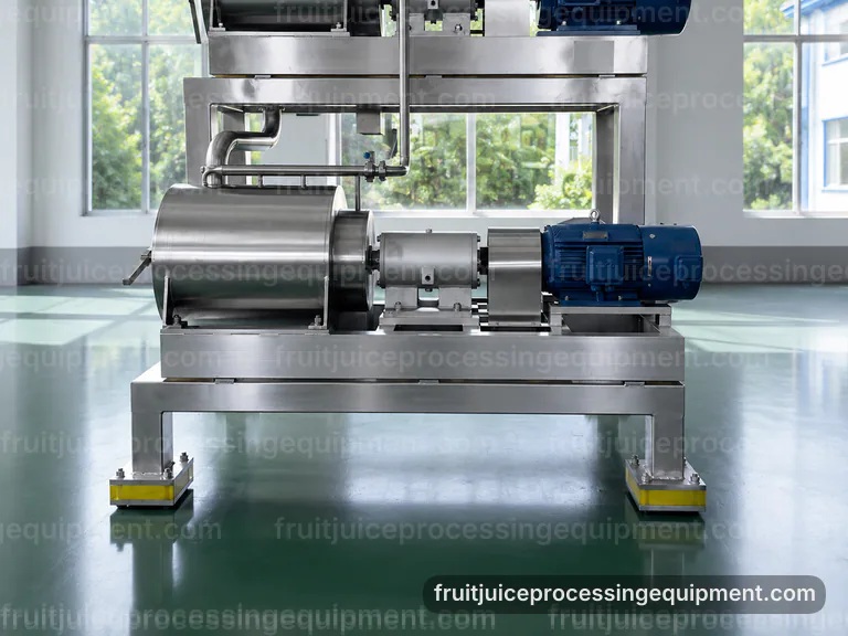 integrated fruit juice processing equipment, feed and output handling: line balance and product routing connection view