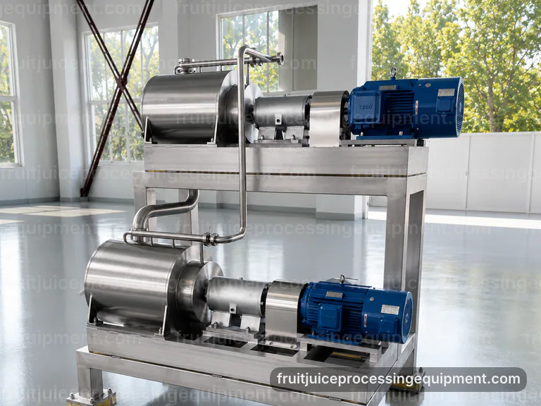 integrated fruit juice processing equipment, proposal requirements: extraction and clarification modules connection view