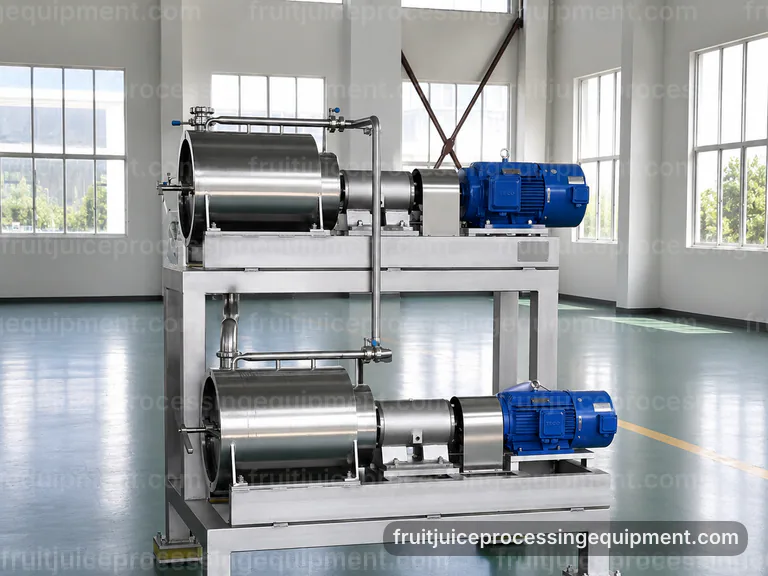 integrated fruit juice processing equipment, selection criteria: extraction and clarification modules connection view