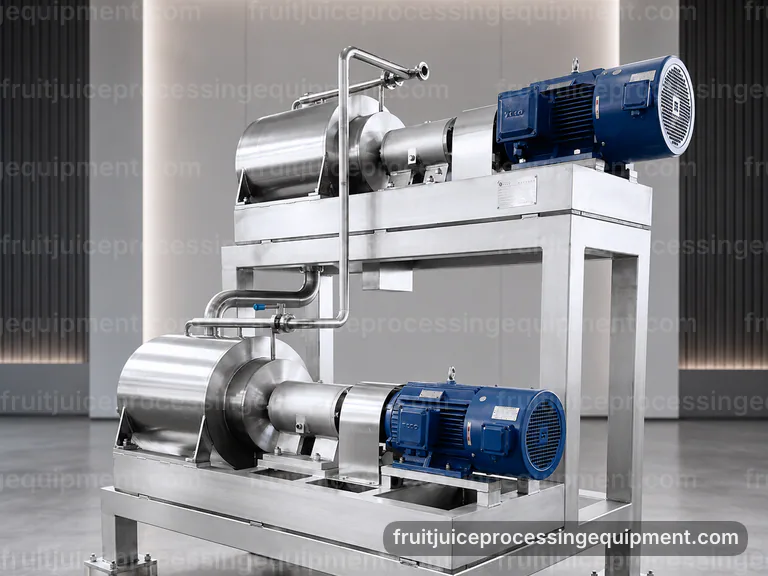 integrated fruit juice processing equipment, performance troubleshooting: extraction and clarification modules connection view
