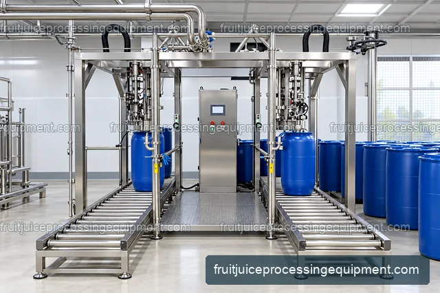 Dual-head aseptic bag-in-drum filler and roller conveyors