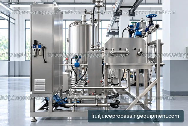 CIP tanks, heat exchanger, valve manifold and control cabinet