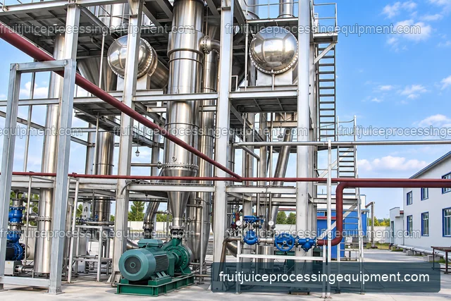 Tall juice evaporation system with access platform